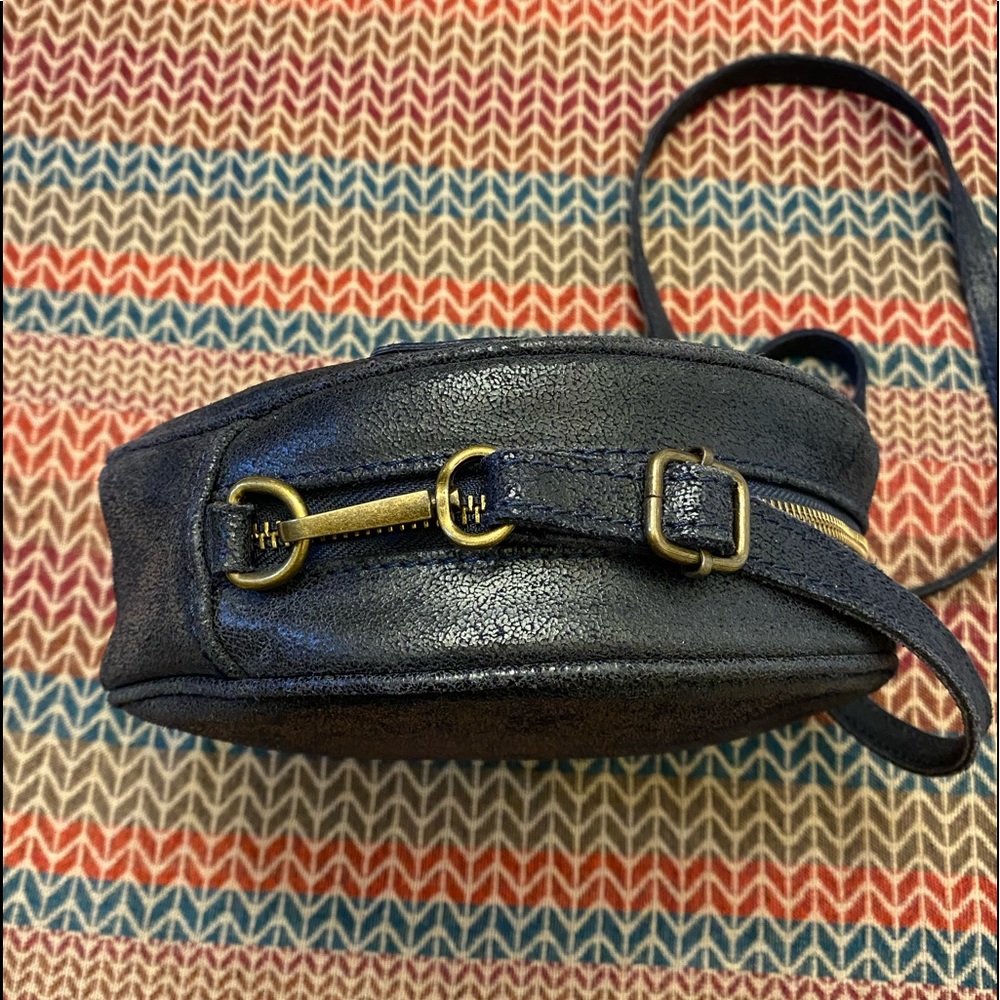 Vimoda Paris Circular Blue Leather Zipper Bag Italy - Picture 7 of 8
